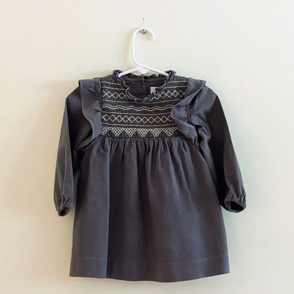 Zara Embroidered Dress Size 9/12m Gray Blue